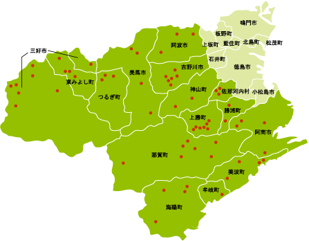 徳島県地図のイメージマップ