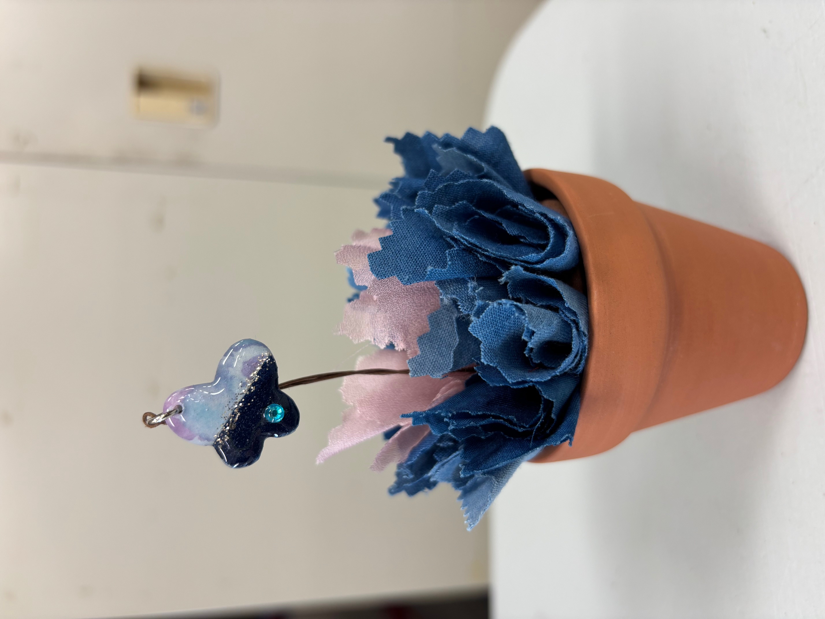 藍染めファブリックフラワー