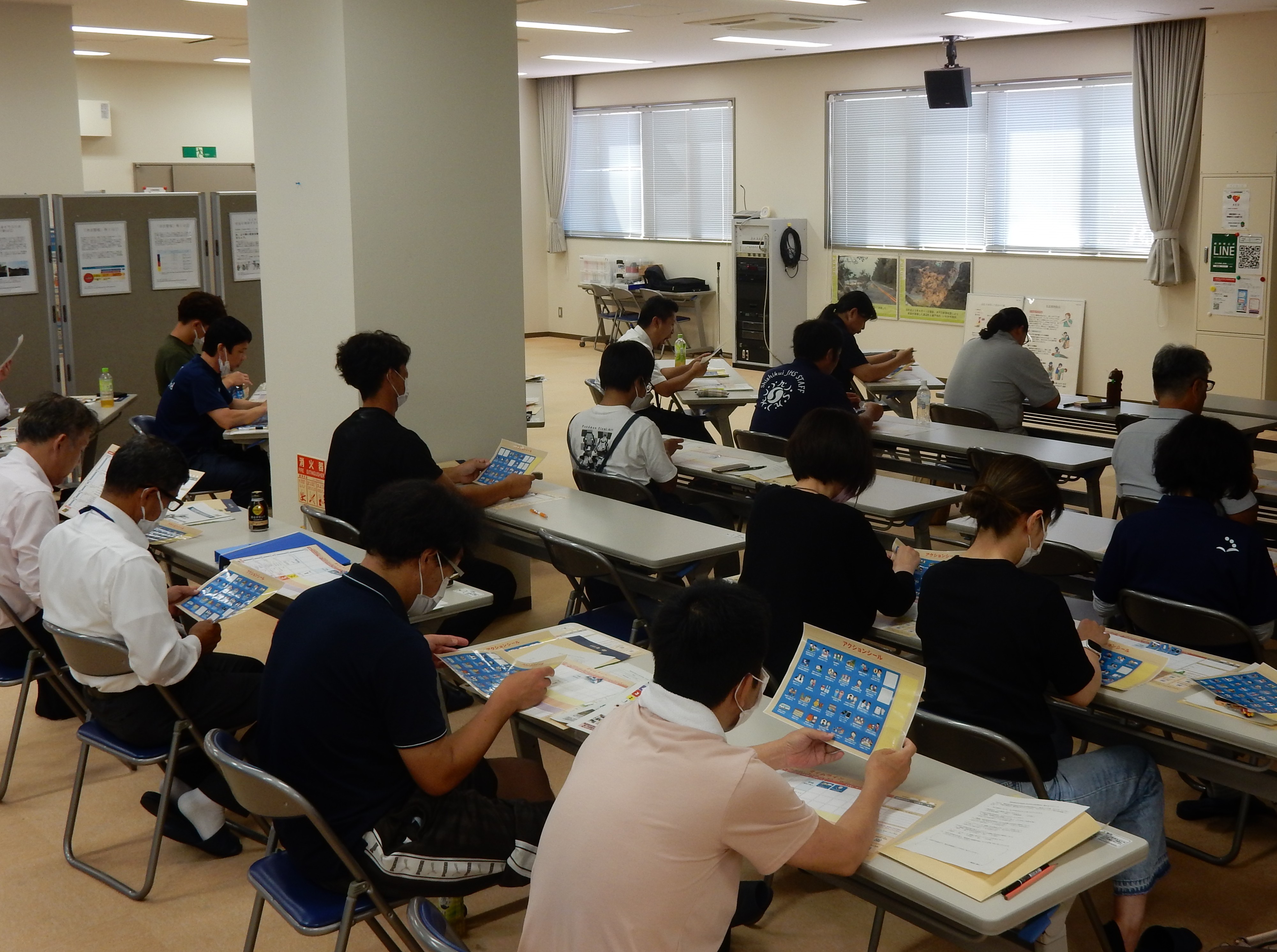 ワークショップにて、避難に係るタイムラインを作成しました。