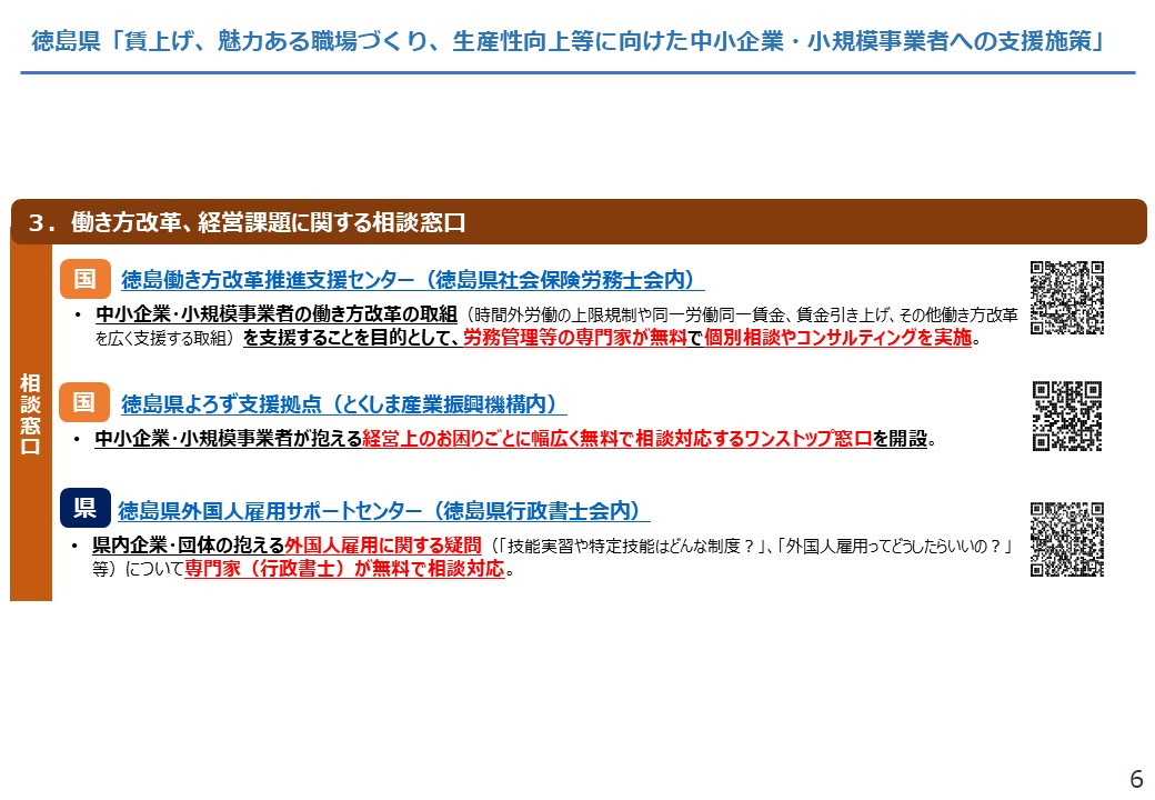 【徳島県】賃上げ、魅力ある職場づくり、生産性向上等に向けた中小企業・小規模事業者への支援施策6