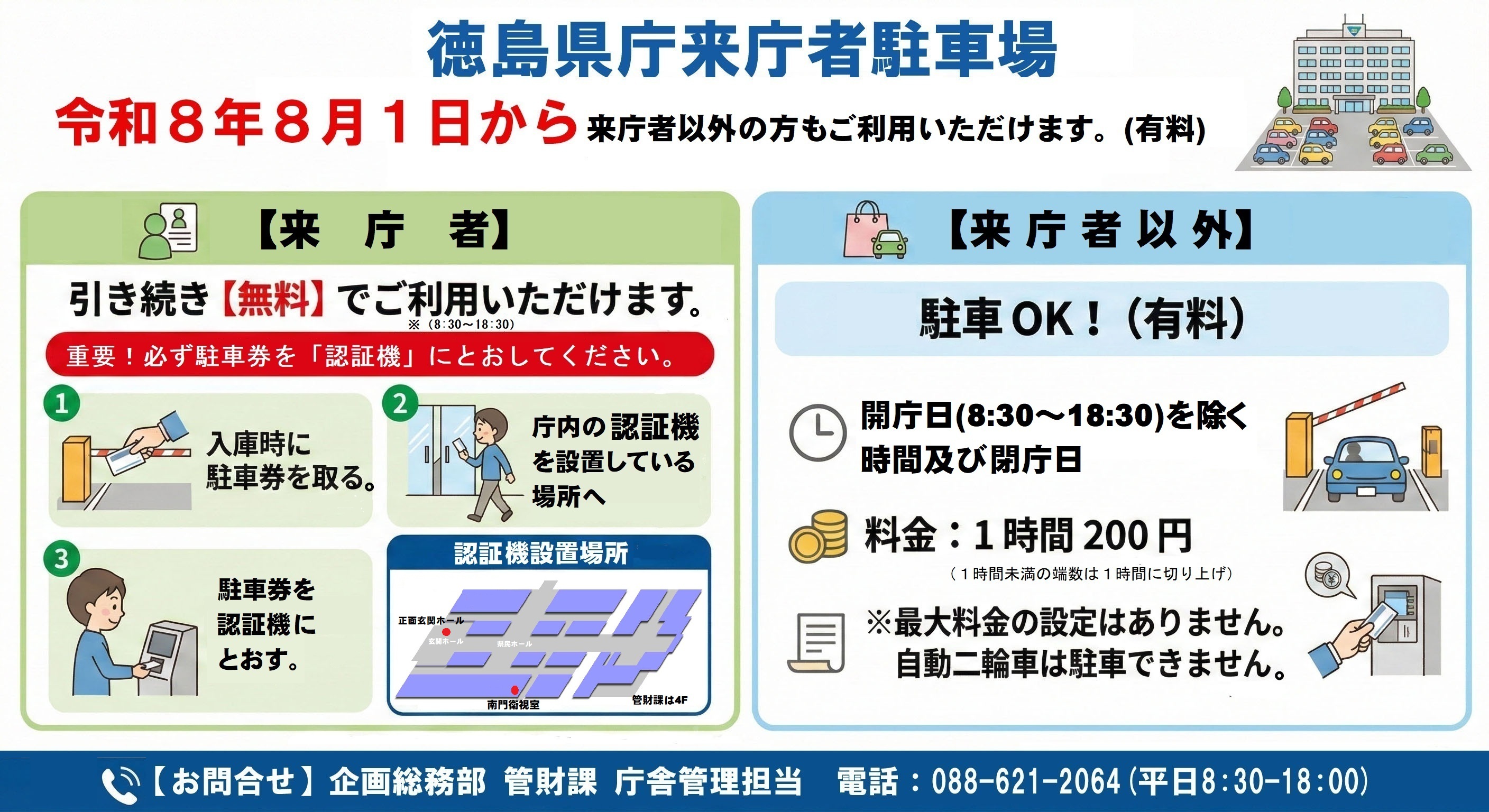 徳島県庁来庁者駐車場
