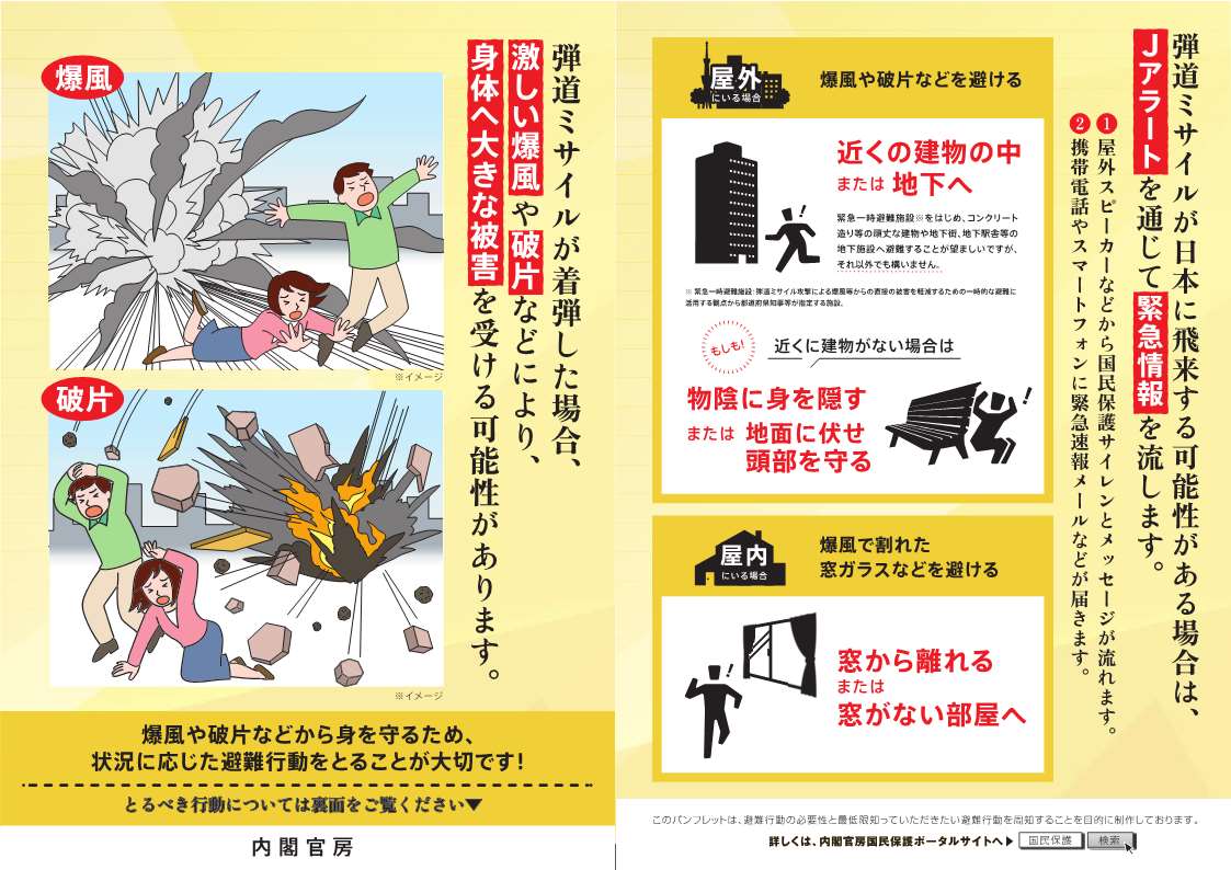 弾道ミサイル飛来時の行動