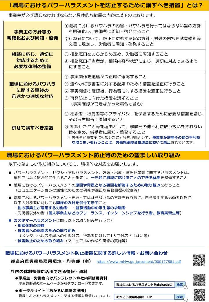 パワーハラスメント防止措置義務化