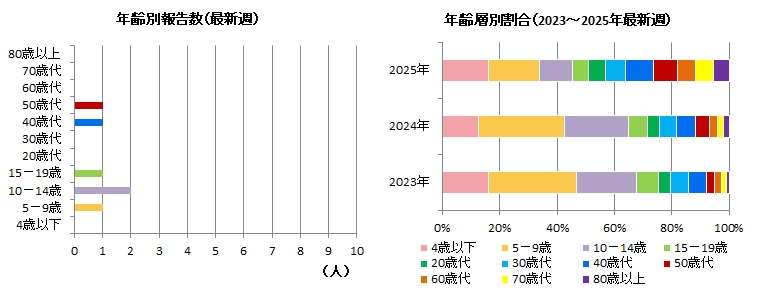 インフルエンザ年齢層別報告数16w