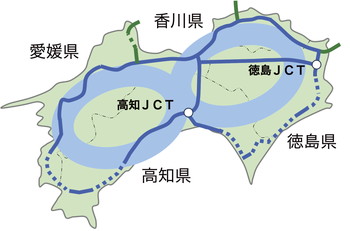四国8の字ネットワークの地図画像
