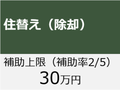 住替え（除去）補助上限（補助率2/5）30万円 「住替え（除却）」のページへ移動します。