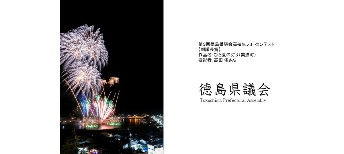第3回徳島県議会高校生フォトコンテスト副議長賞 ひと夏の灯り（美波町）