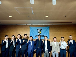 面会：島田慎二 (公社)ジャパン・プロフェッショナル・バスケットボールリーグ代表理事CEO、藤田恭嗣(株)がんばろう徳島代表取締役、臼木郁登 (株)がんばろう徳島代表取締役社長他