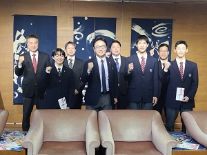 面会：海部高校男子バスケットボール部、富岡東高校女子バスケットボール部の写真