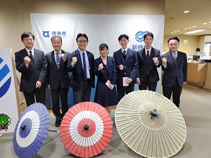 面会：徳島県立脇町高等学校女子ソフトテニス部、徳島県立徳島科学技術高等学校男子ソフトテニス部の写真